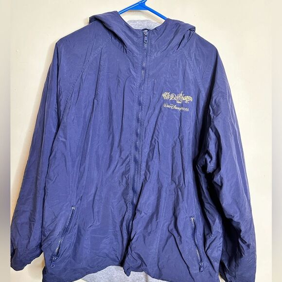 Disney Jackets & Blazers - Walt Disney World Large Blue Full Zip Hooded Windbreaker Jacket Sz XL